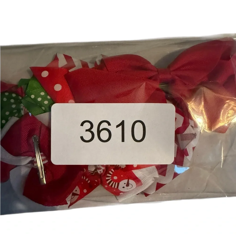 Girls Christmas Hair Bows Handmade Holiday‎ Snowman Santa Claus Red